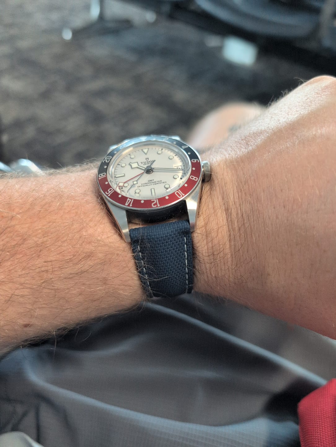 Customer photo review of Sailcloth Rubber Buckle - Blue/White