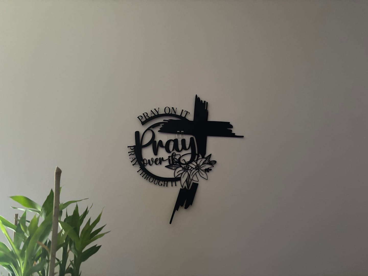 Customer photo review of Christianartworkshop Modern Style Pray Over It Quote Inspirational Metal Wall Decor