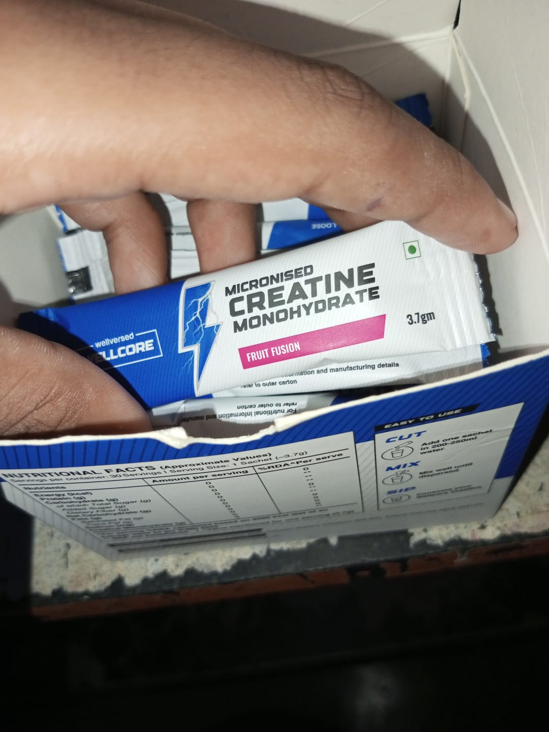 Customer photo review of Wellcore - Pure Micronised Creatine Monohydrate | Fruit Fusion (30 Sachets)