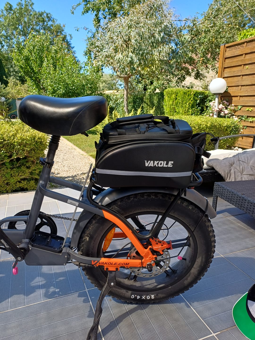 Customer photo review of Vakole Waterproof Bike Rack Bag With Large Capacity (17-35L)