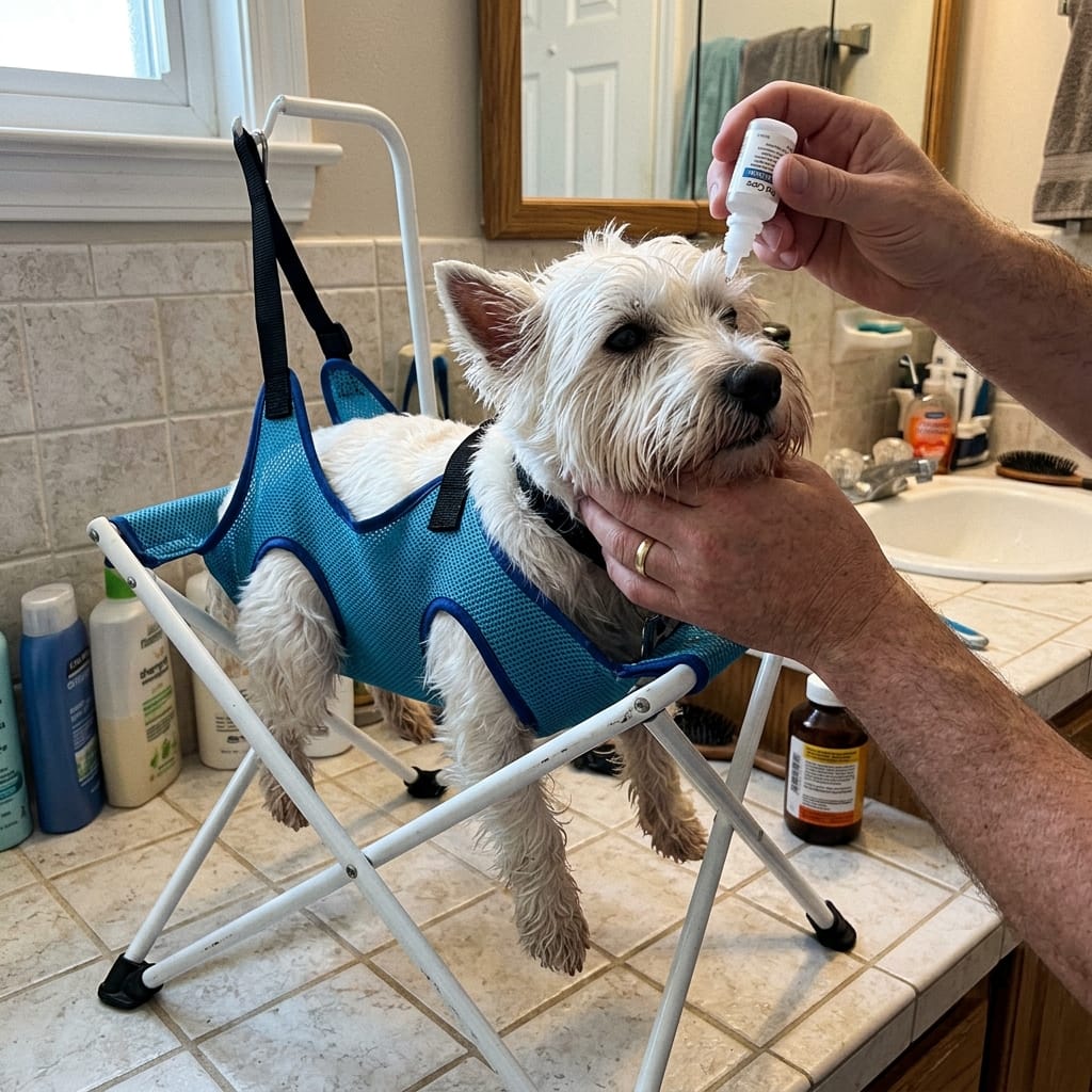 Customer photo review of Pawrelia™ Grooming Hammock Stand