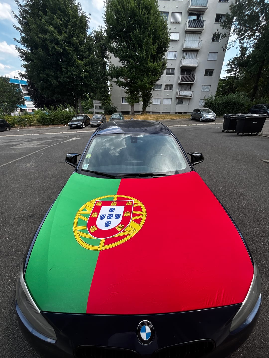 Customer photo review of Drapeau Capot Tissus Elastique (Compatible toute les voitures)