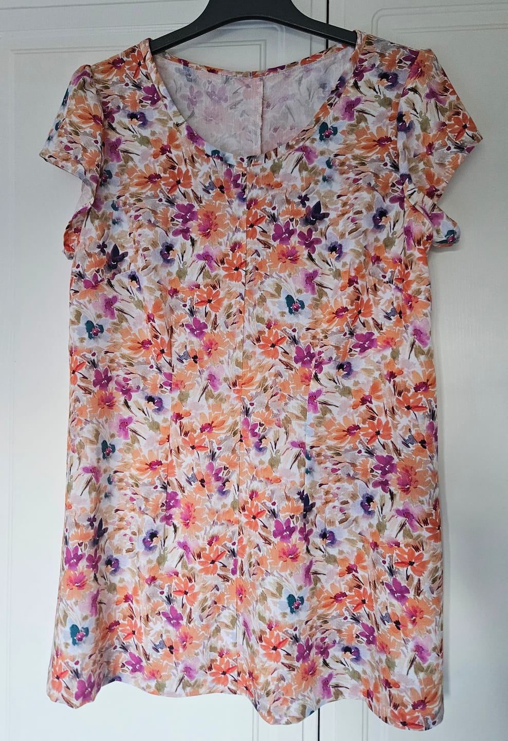 Customer photo review of Orange and Purple Meadow Viscose Challis Fabric