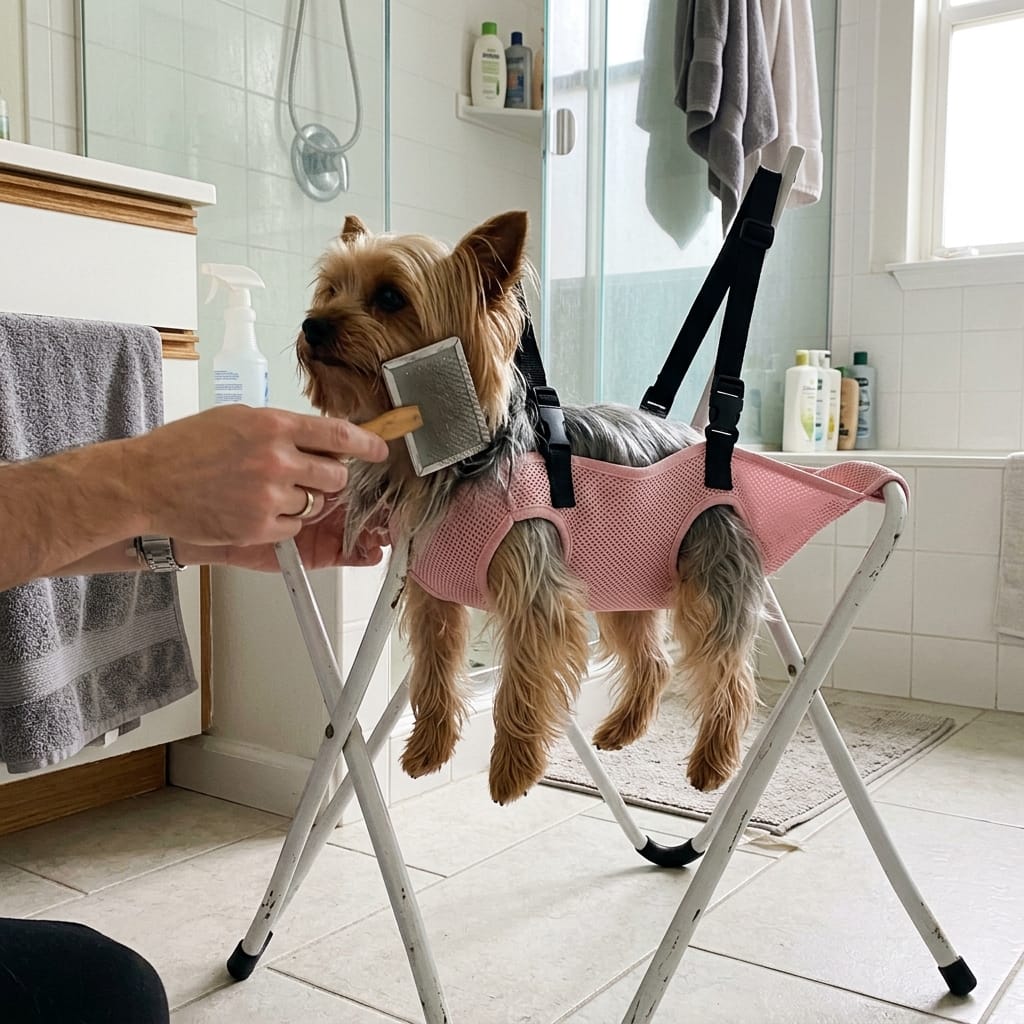 Customer photo review of Pawrelia™ Grooming Hammock Stand