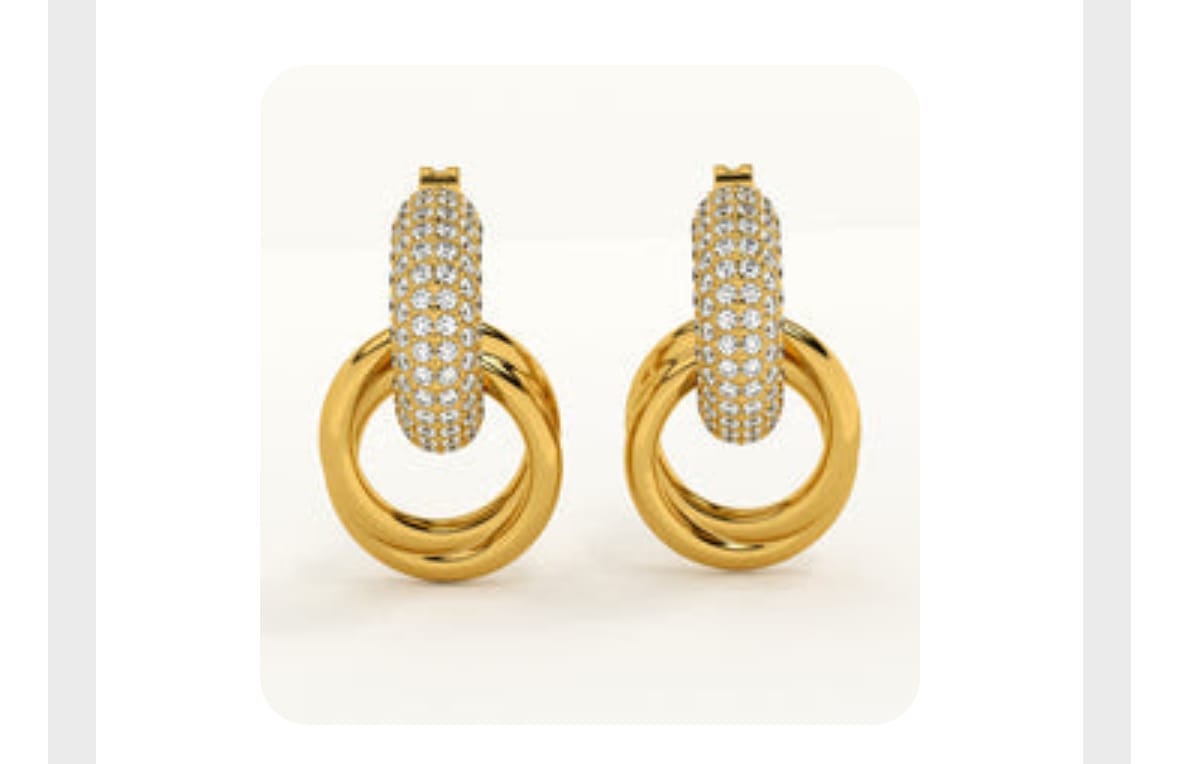 Customer photo review of Urban Edge Gold Drop Earrings