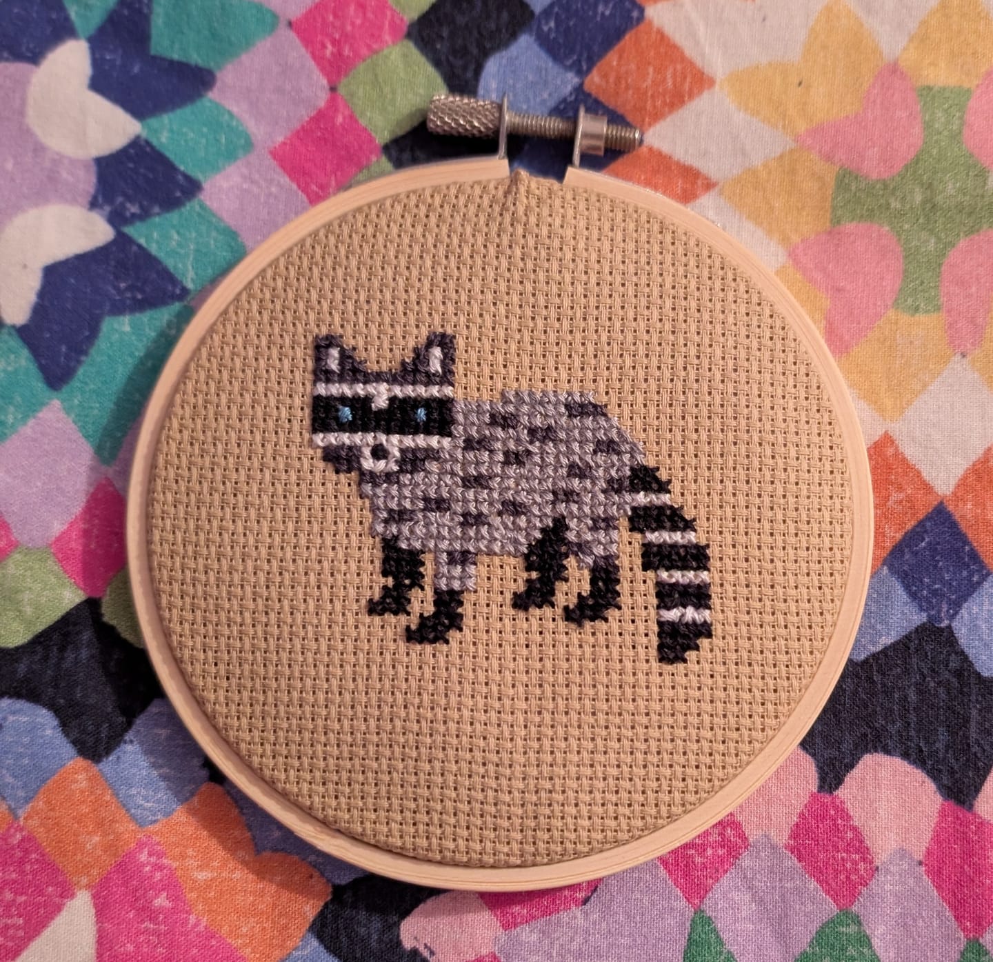 Customer photo review of Racoon Cross Stitch Kit