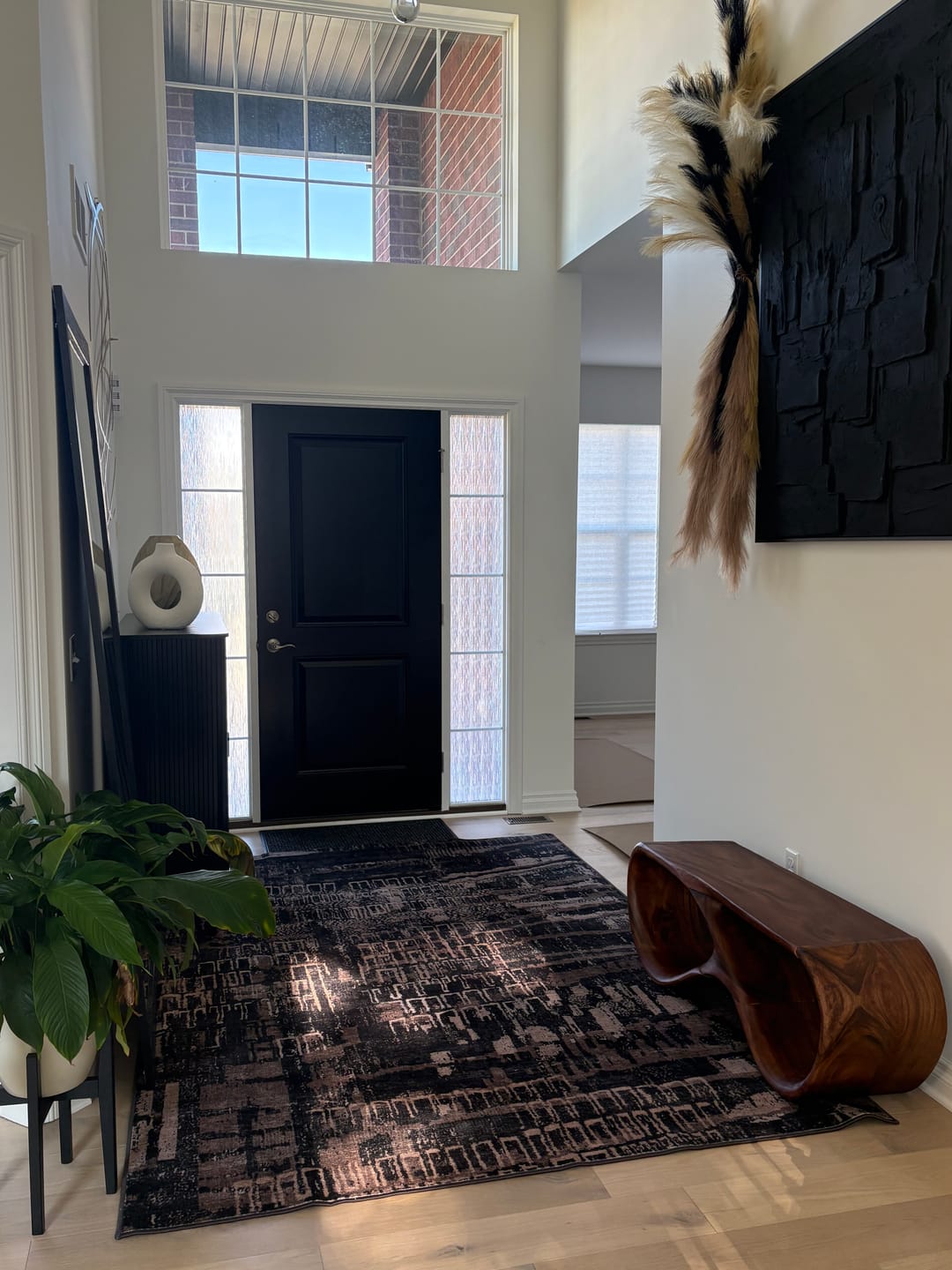 Customer photo review of Minimalist Sculptural Wooden Bench For Entryway Decor