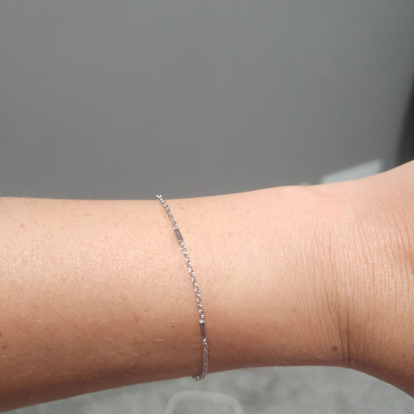 Customer photo review of Marlee 18k White Gold Plated Stacking Bracelet Chain