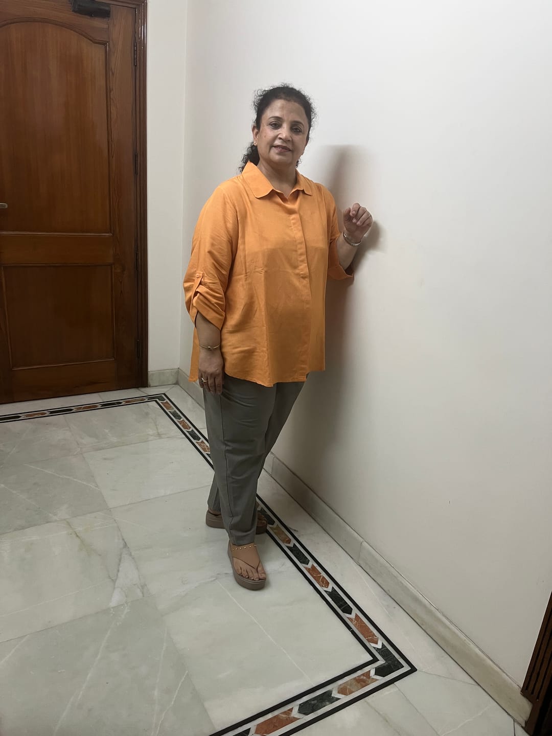 Customer photo review of Women Grey Cotton Pant
