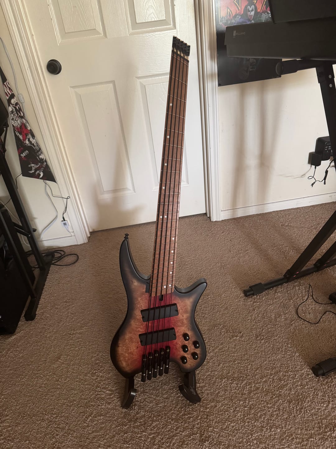 Customer photo review of BunnyNest: Folding A-Frame Guitar & String Instrument Stand