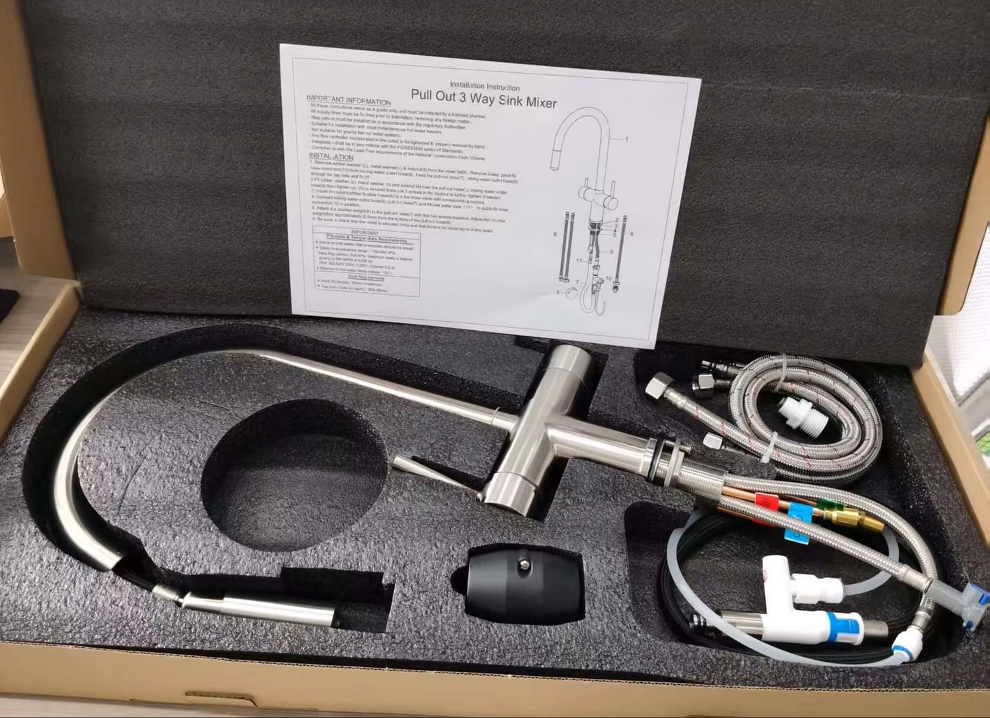 Customer photo review of Rondane - WaterMark Certified 3-Way Kitchen Faucet with Filter Tap & Pull-Out Sprayer for Kitchen Sink