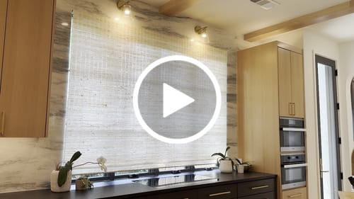 Customer video review of SmartWings Motorized Woven Wood Shades 50%/70%/100% Blackout Persephone