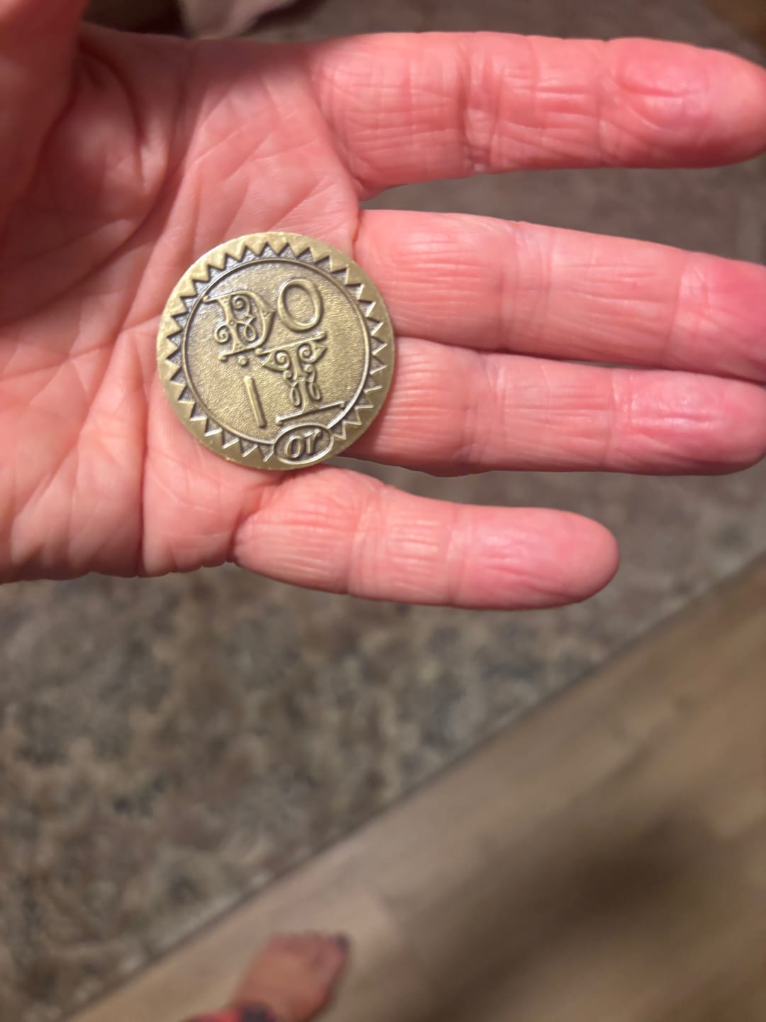 Customer photo review of Do It or Screw It AA/NA Sober Recovery Medallion - Bronze