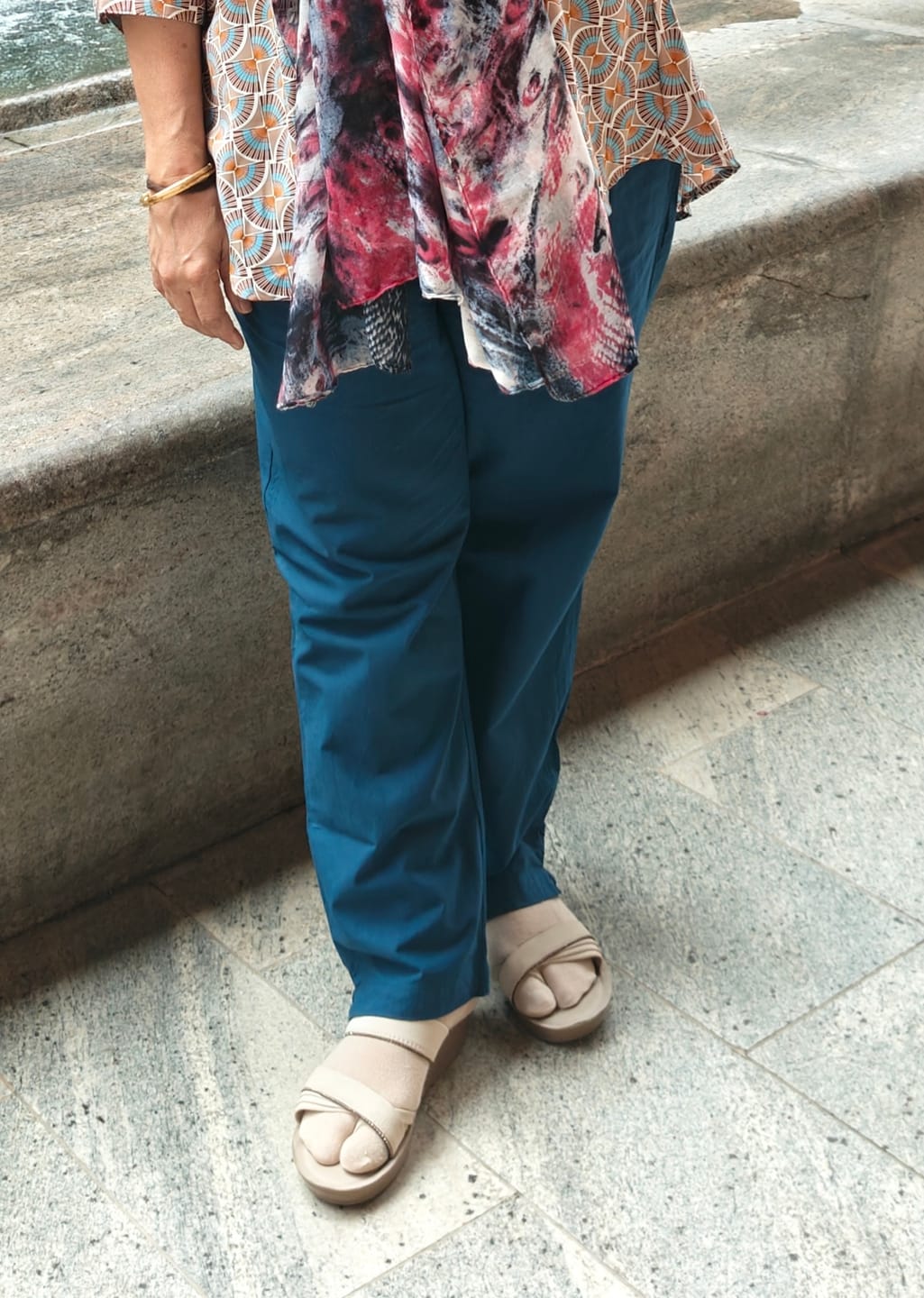 Customer photo review of Women Peacock Blue Cotton Pant