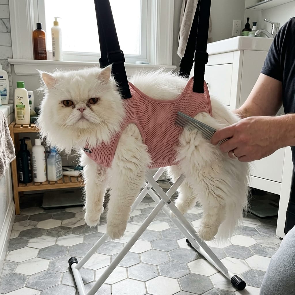 Customer photo review of Pawrelia™ Grooming Hammock Stand