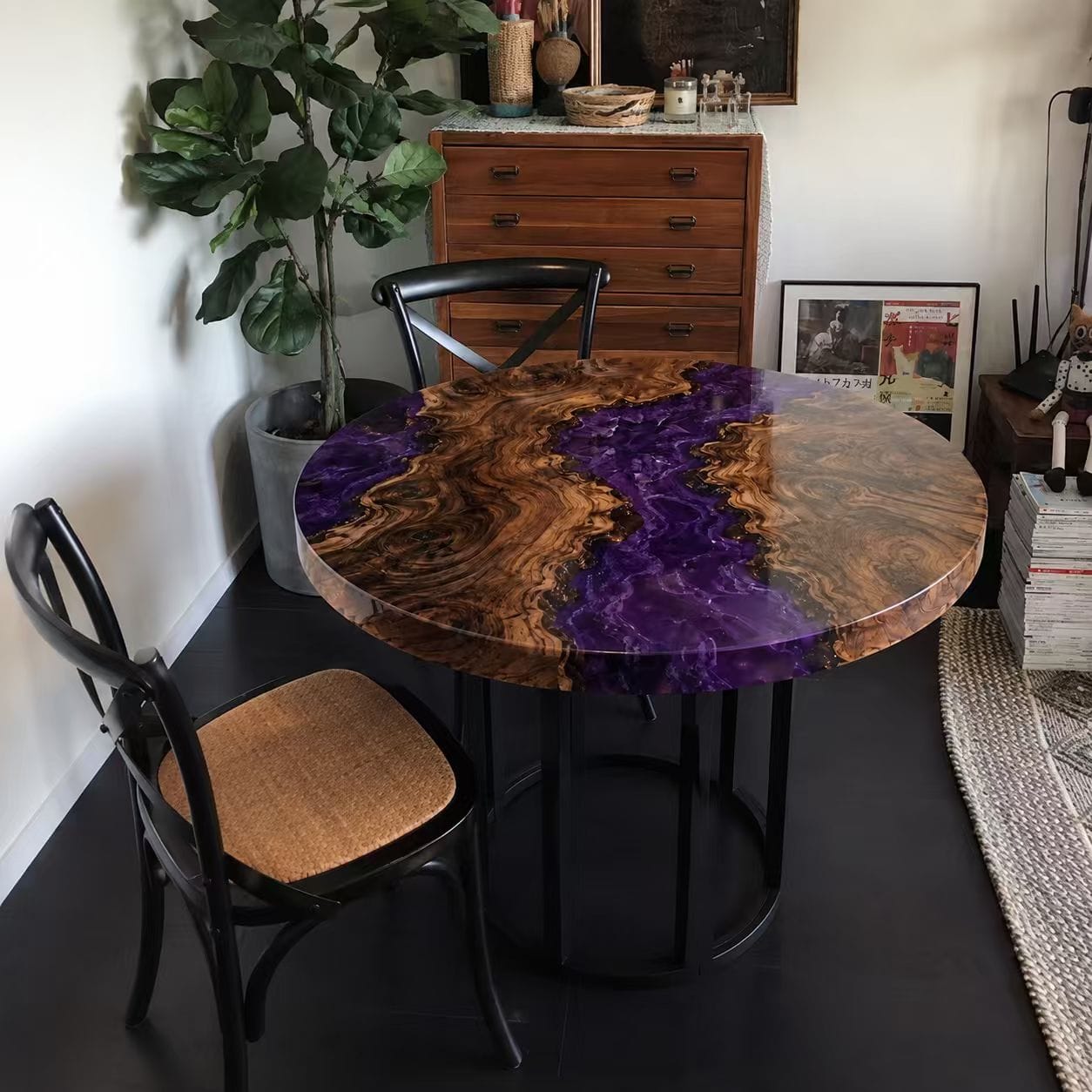 Customer photo review of Walnut Wood Epoxy Resin River Round Table