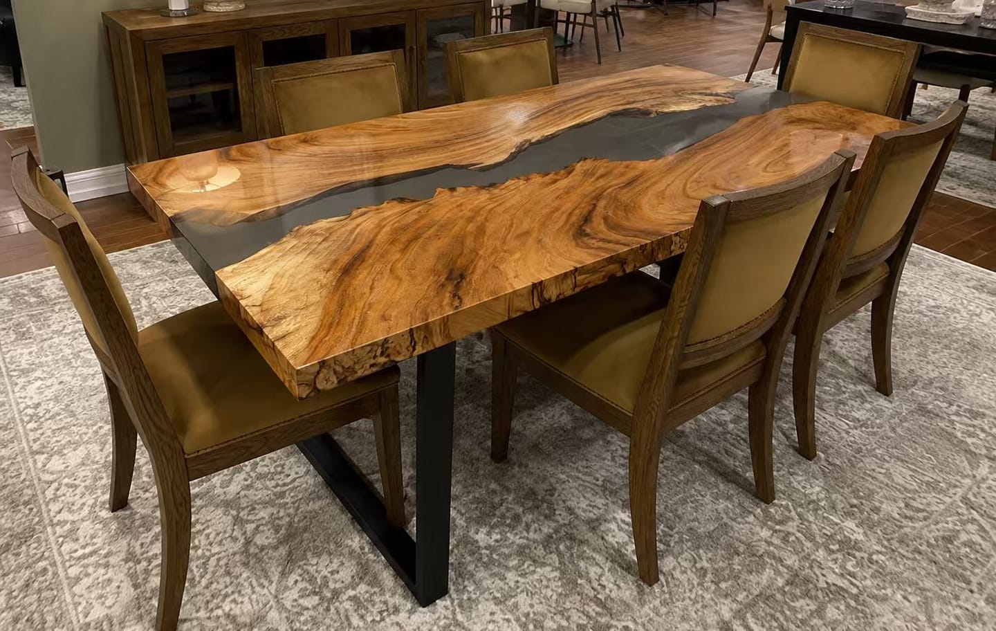 Customer photo review of Black Walnut with Clear Epoxy Resin Table Dining Table