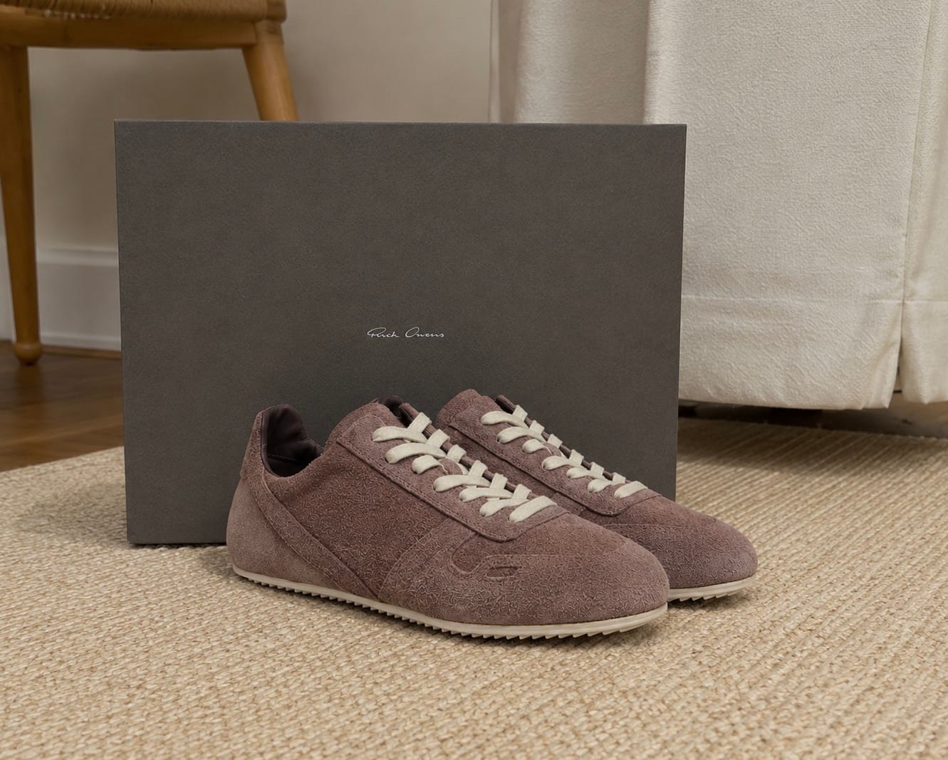 Customer photo review of Rick Owens Minimal Suede Sneakers