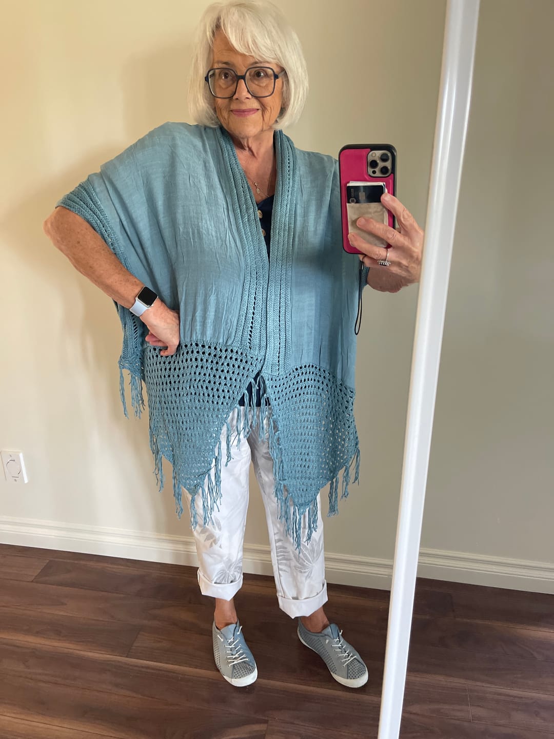 Customer photo review of My Cozy Crochet Cardigan (Denim Blue)