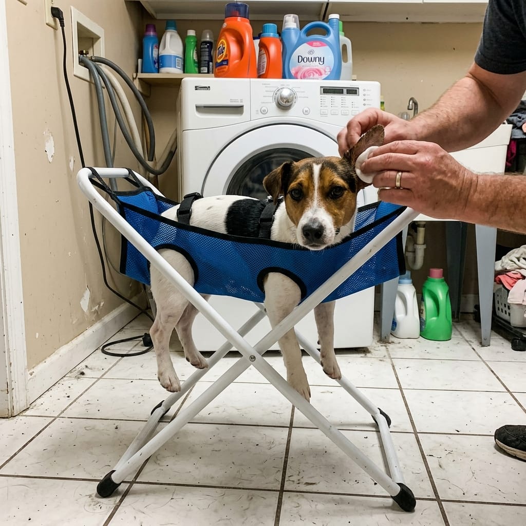 Customer photo review of Pawrelia™ Grooming Hammock Stand