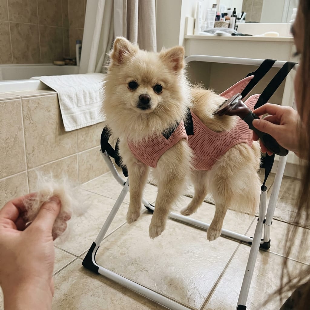 Customer photo review of Pawrelia™ Grooming Hammock Stand
