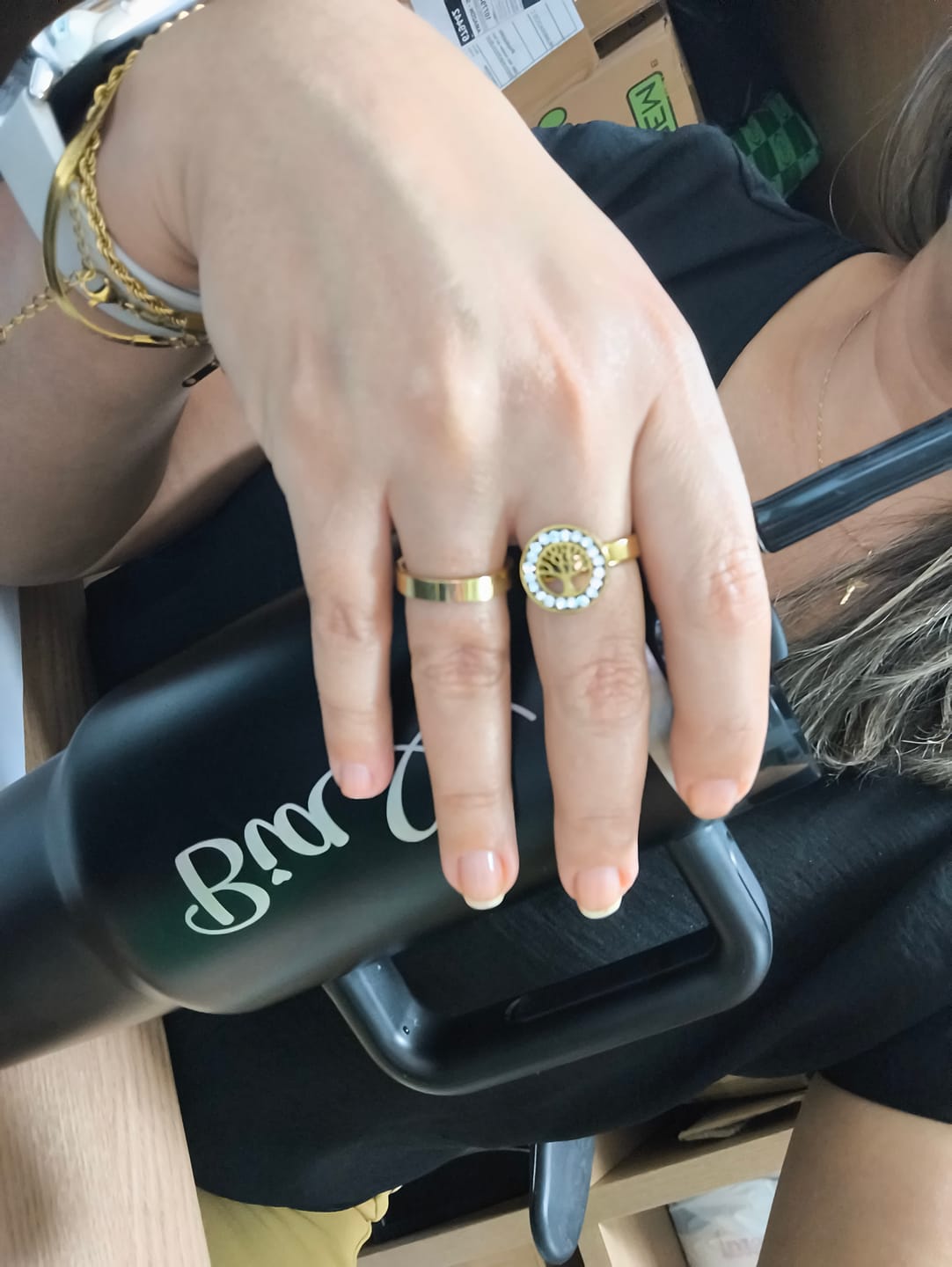 Customer photo review of Anel Árvore da Vida Banhado em Ouro 18K