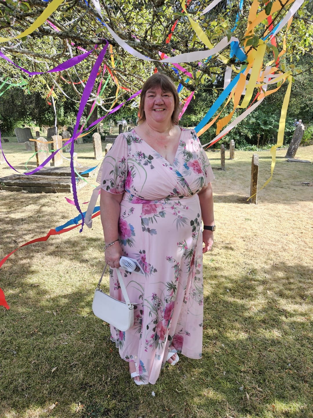 Customer photo review of Petite Isabelle Pink Pink Flower Float Sleeve Maxi Dress