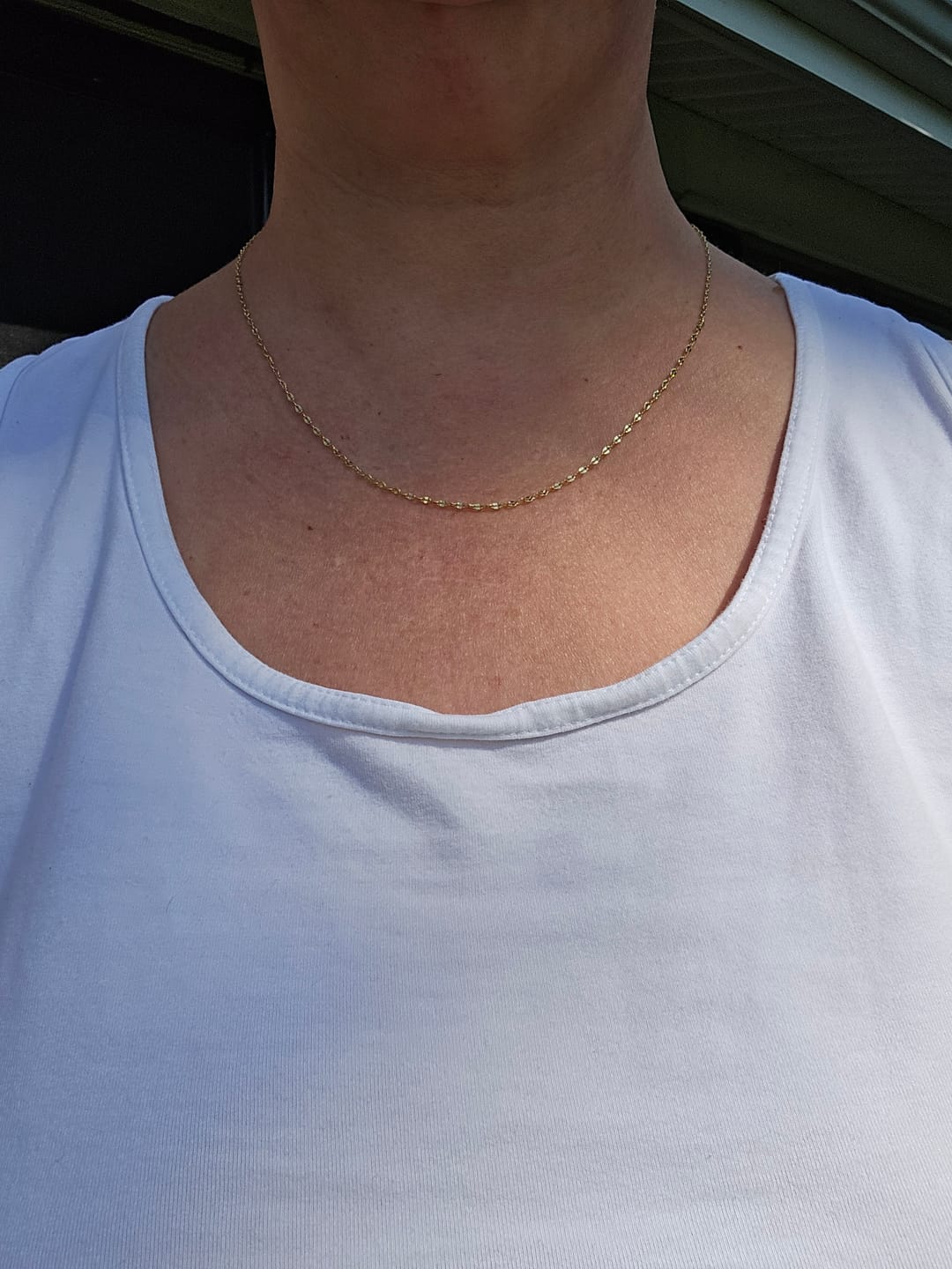 Customer photo review of Raegan 18k White Gold Plated Stacking Necklace Chain