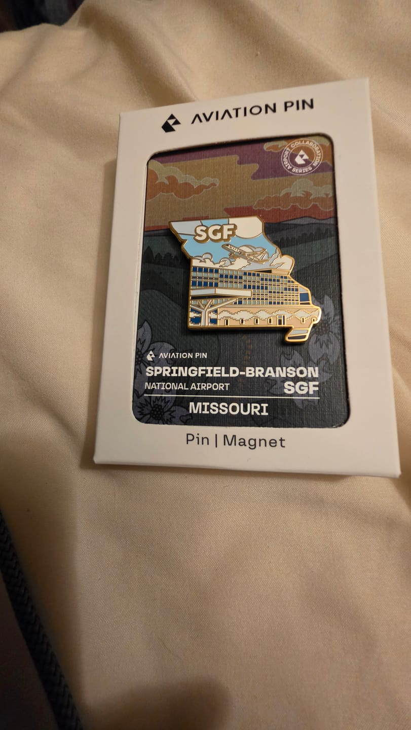 Customer photo review of SGF Airport Pin – Springfield-Branson National Airport, Missouri