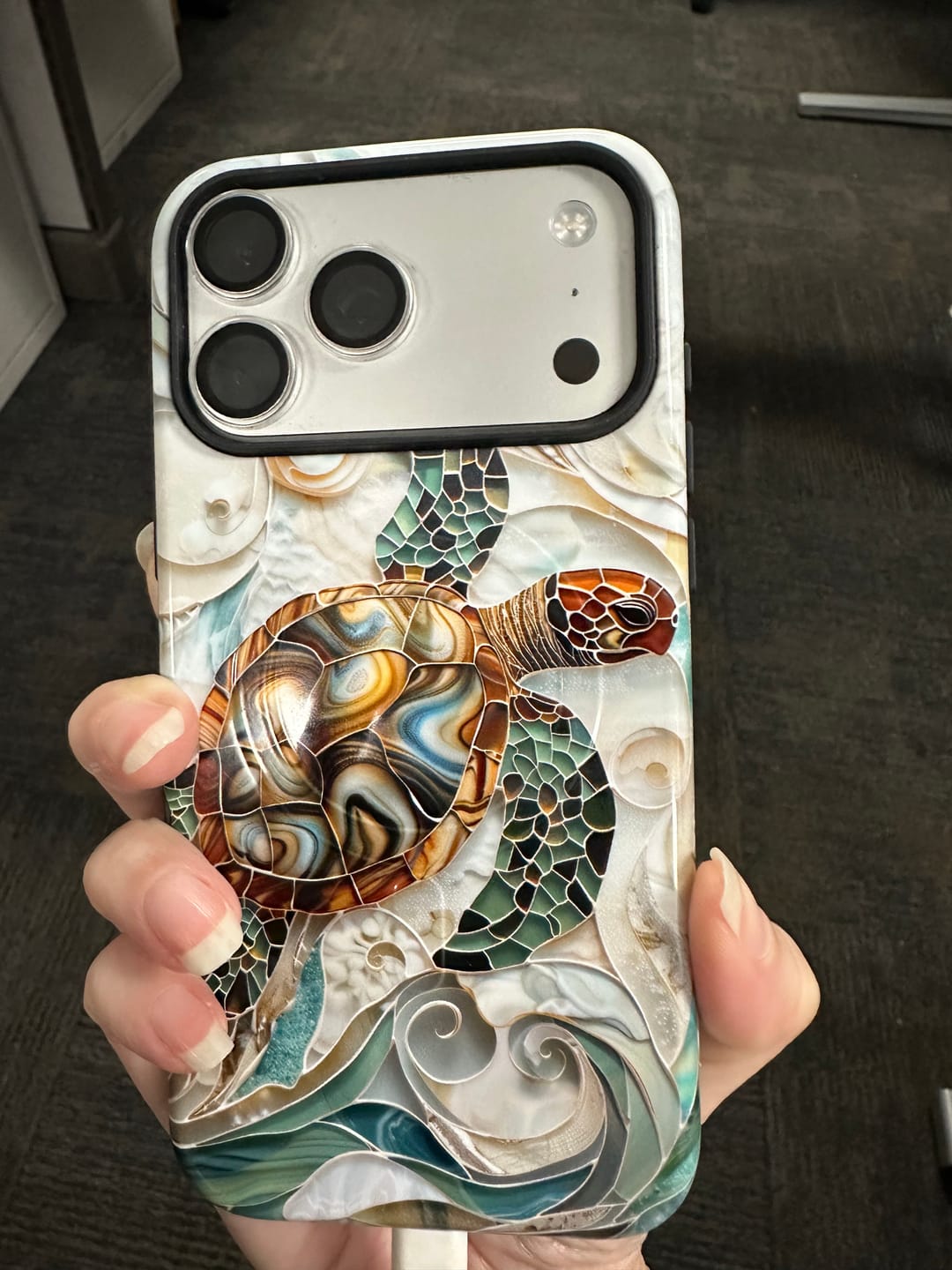 Customer photo review of Sea Turtle Stained Glass Design 1 Print iPhone Case