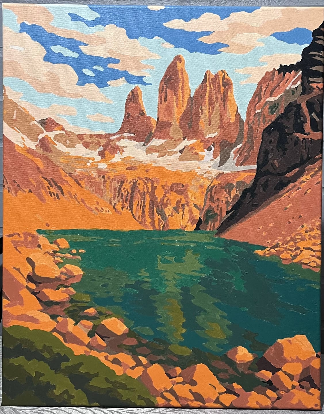 Customer photo review of Entre el Trancura y el Volcán Osorno (Pintura por Números) 40x50 cm