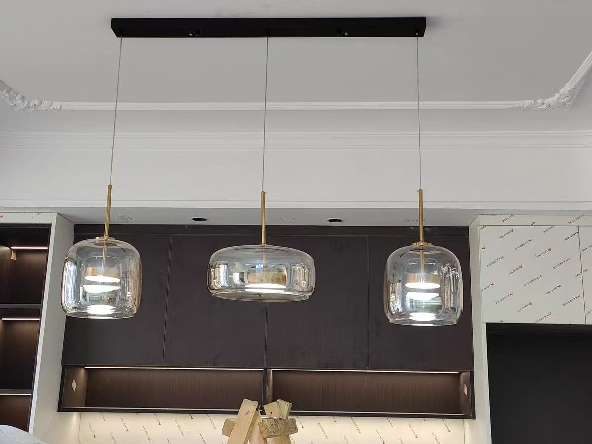Customer photo review of Nordic Designer Amber Glass LED Pendant light for Kitchen, Dimmable