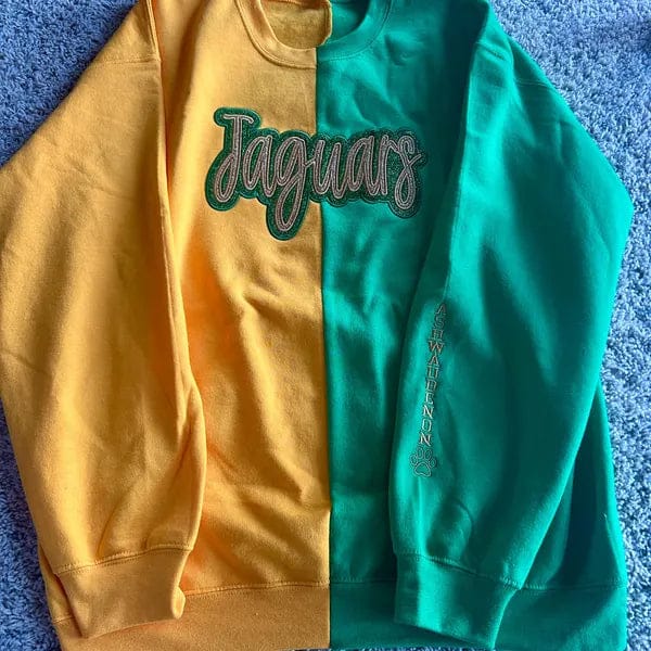 Customer photo review of Custom Glitter Team Mascot Two Tone Embroidered Sweatshirt For Game Day | Gifts for Sports Mom