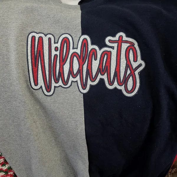 Customer photo review of Custom Glitter Team Mascot Two Tone Embroidered Sweatshirt For Game Day | Gifts for Sports Mom