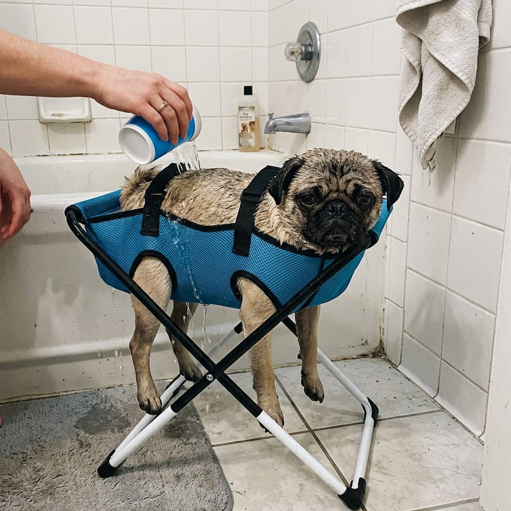 Customer photo review of Pawrelia™ Grooming Hammock Stand