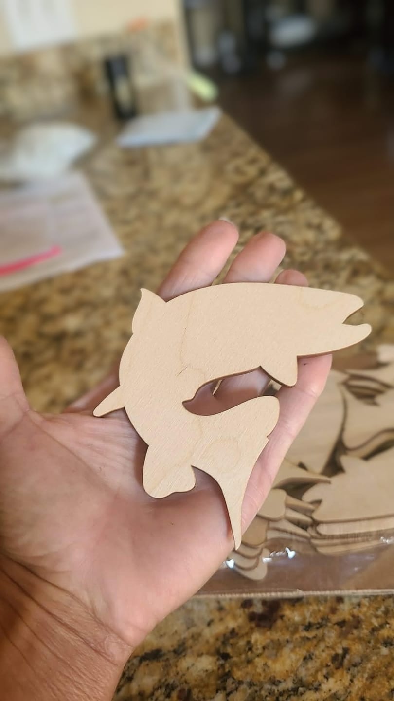 Customer photo review of Unfinished Wood Trout Salmon Fish Silhouette - Craft- up to 46" DIY