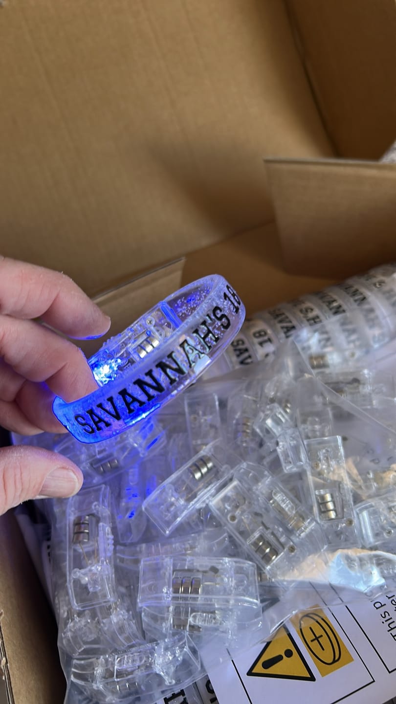 Customer photo review of Personalised Multicolour LED Glow Bracelet