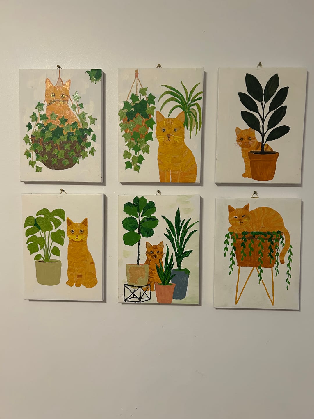 Customer photo review of 6 Mini Paintings - The Orange Cat Set