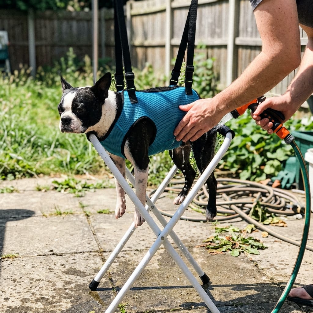 Customer photo review of Pawrelia™ Grooming Hammock Stand