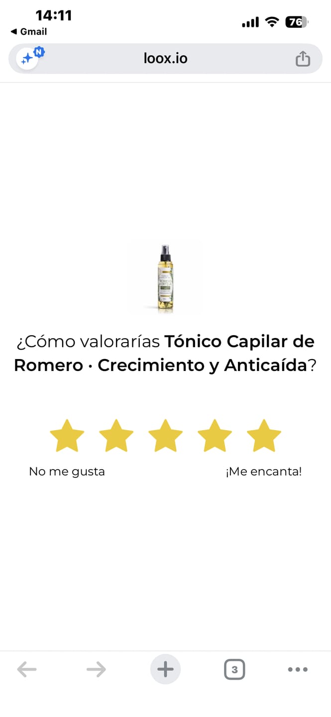 Customer photo review of Tónico Capilar de Romero  · Crecimiento y Anticaída