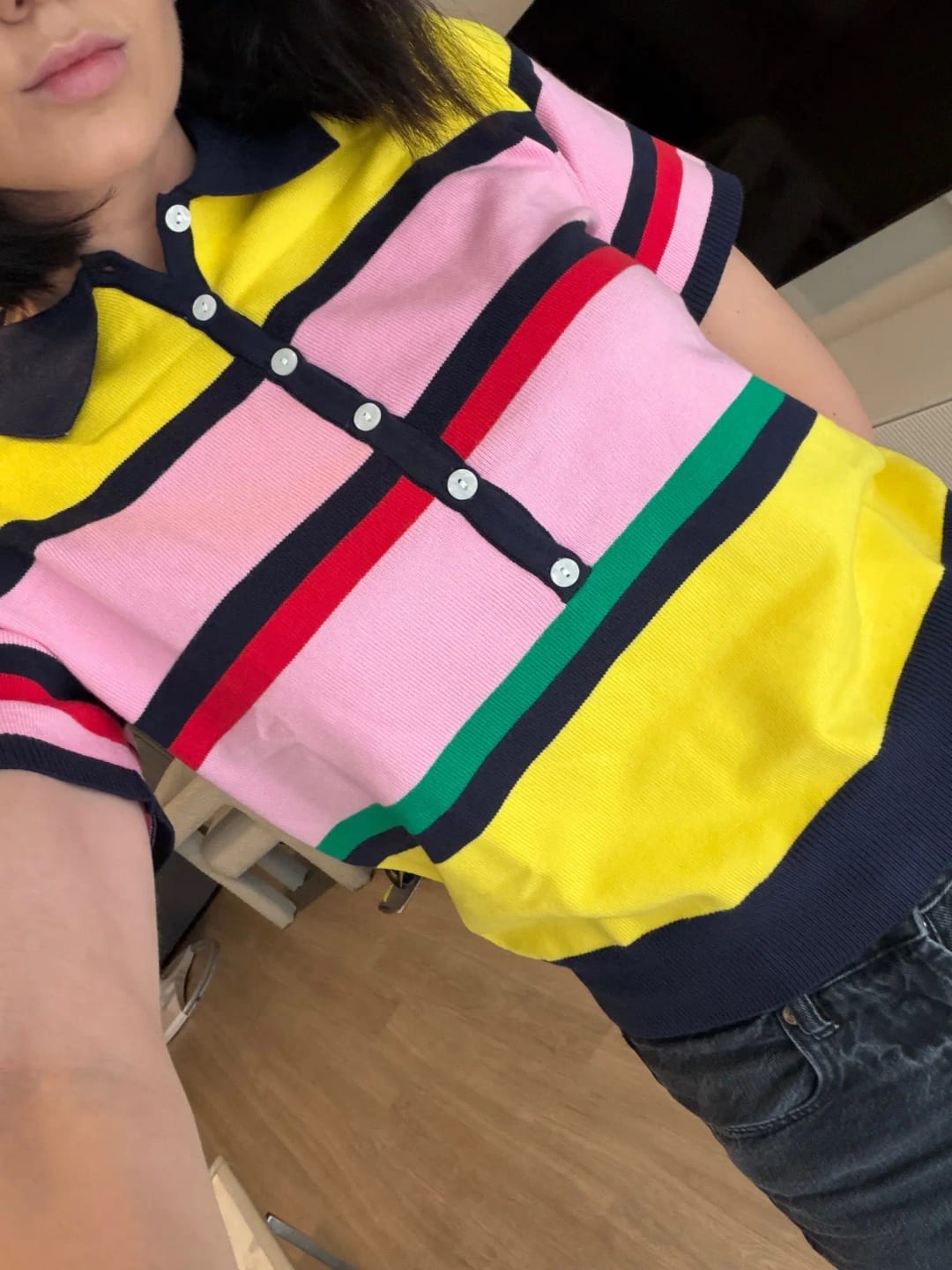 Customer photo review of Bianca Colorblock Polo Knit Top