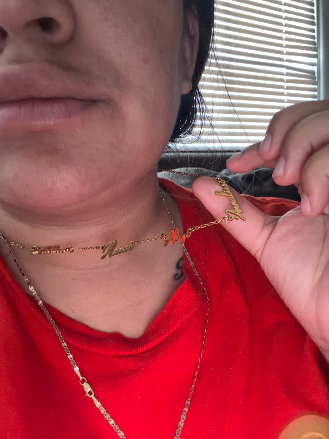 Customer photo review of Multi Name Necklace