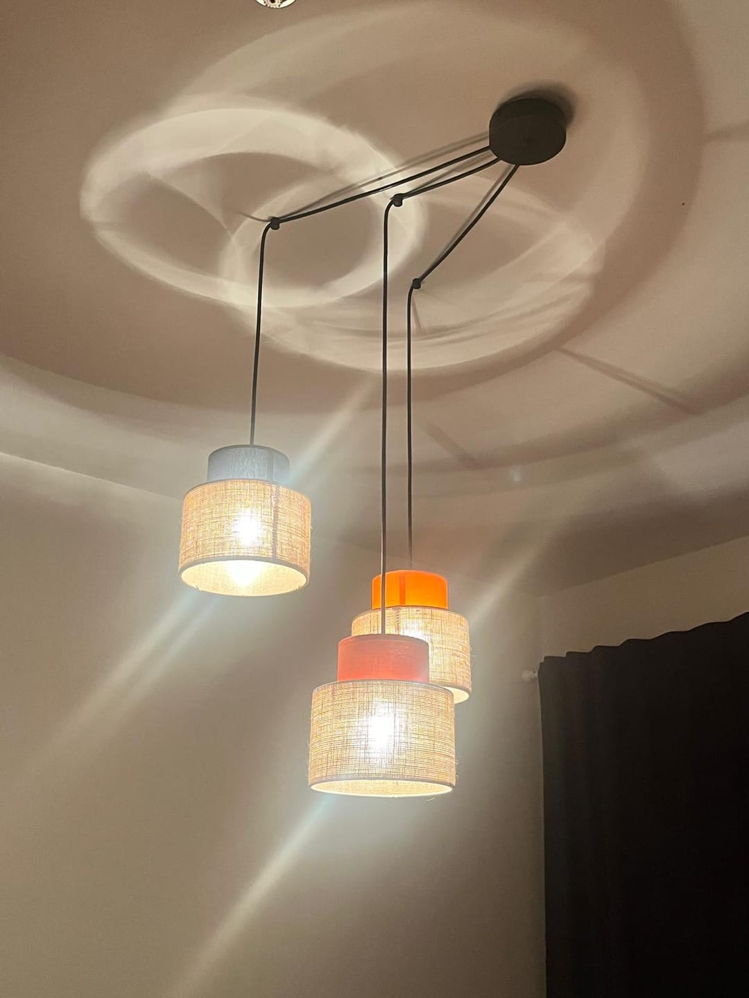 Customer photo review of DUO Jute Adjustable 3-Light Pendant for Dining Table & Kitchen Island