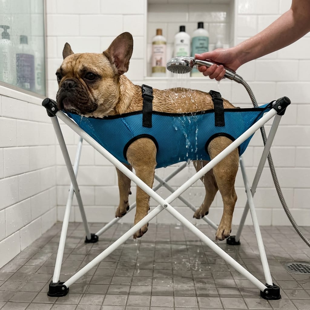 Customer photo review of Pawrelia™ Grooming Hammock Stand