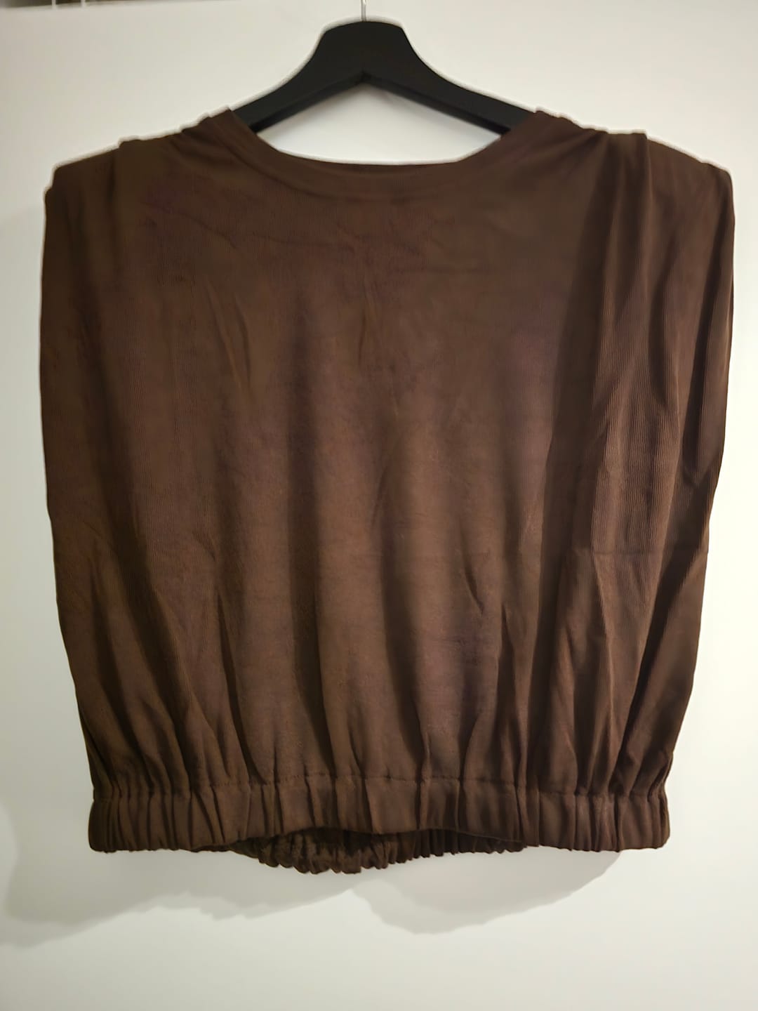 Customer photo review of POWER SHOULDER TOP - BROWN