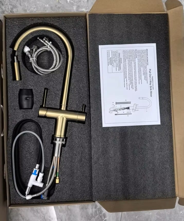 Customer photo review of Rondane - WaterMark Certified 3-Way Kitchen Faucet with Filter Tap & Pull-Out Sprayer for Kitchen Sink