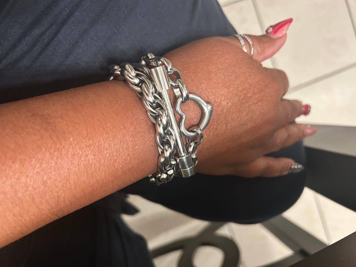 Customer photo review of Tabitha Stainless Steel Bar Bangle