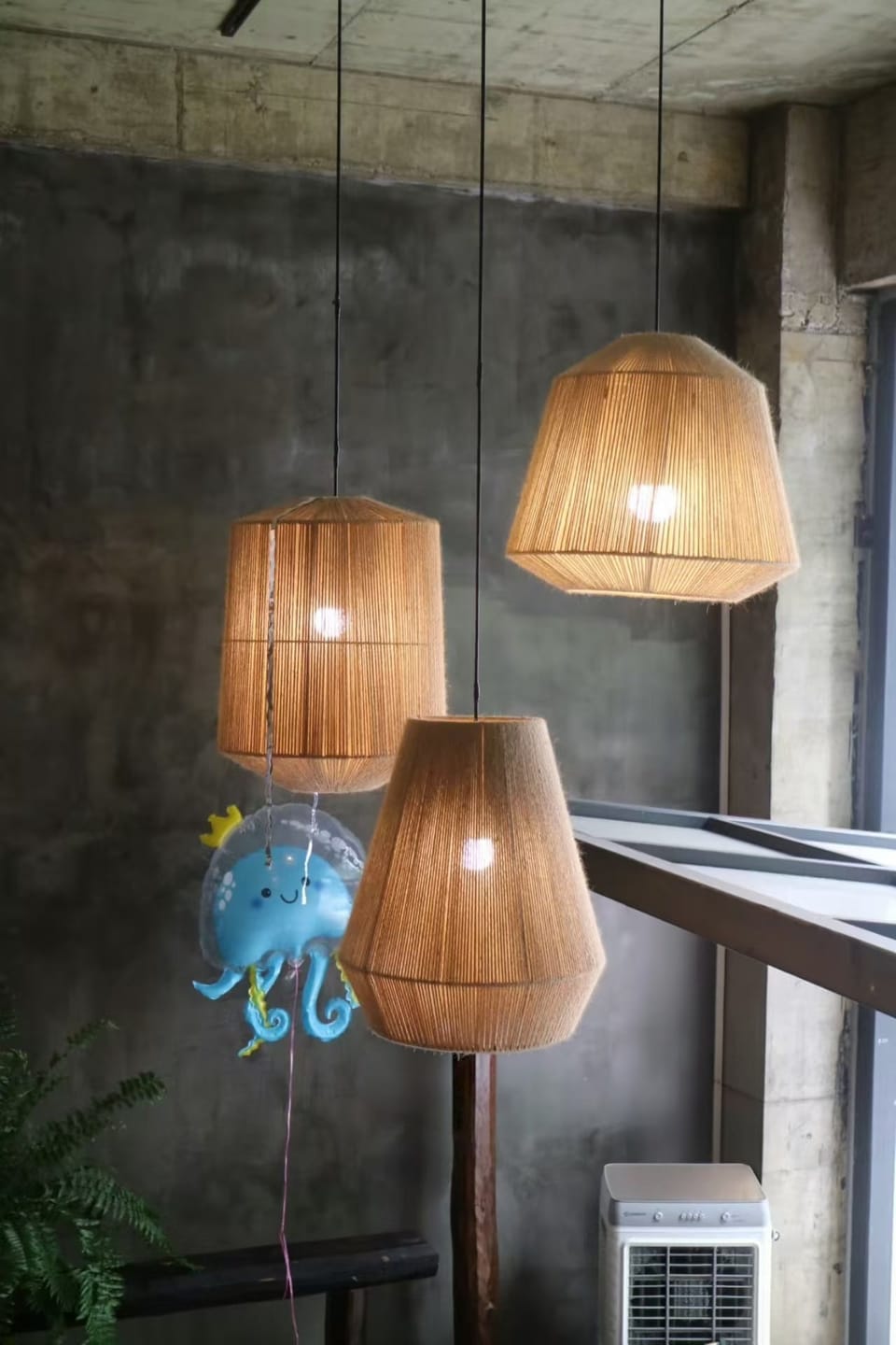 Customer photo review of Japanese Handmade Hemp Rope Rattan Pendant Light