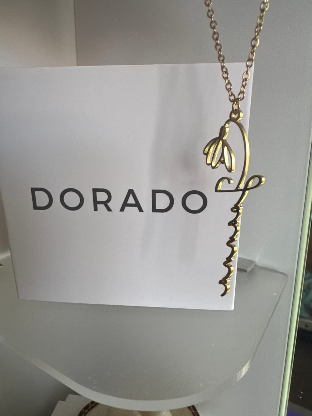 Customer photo review of Birth Flower Name Necklace
