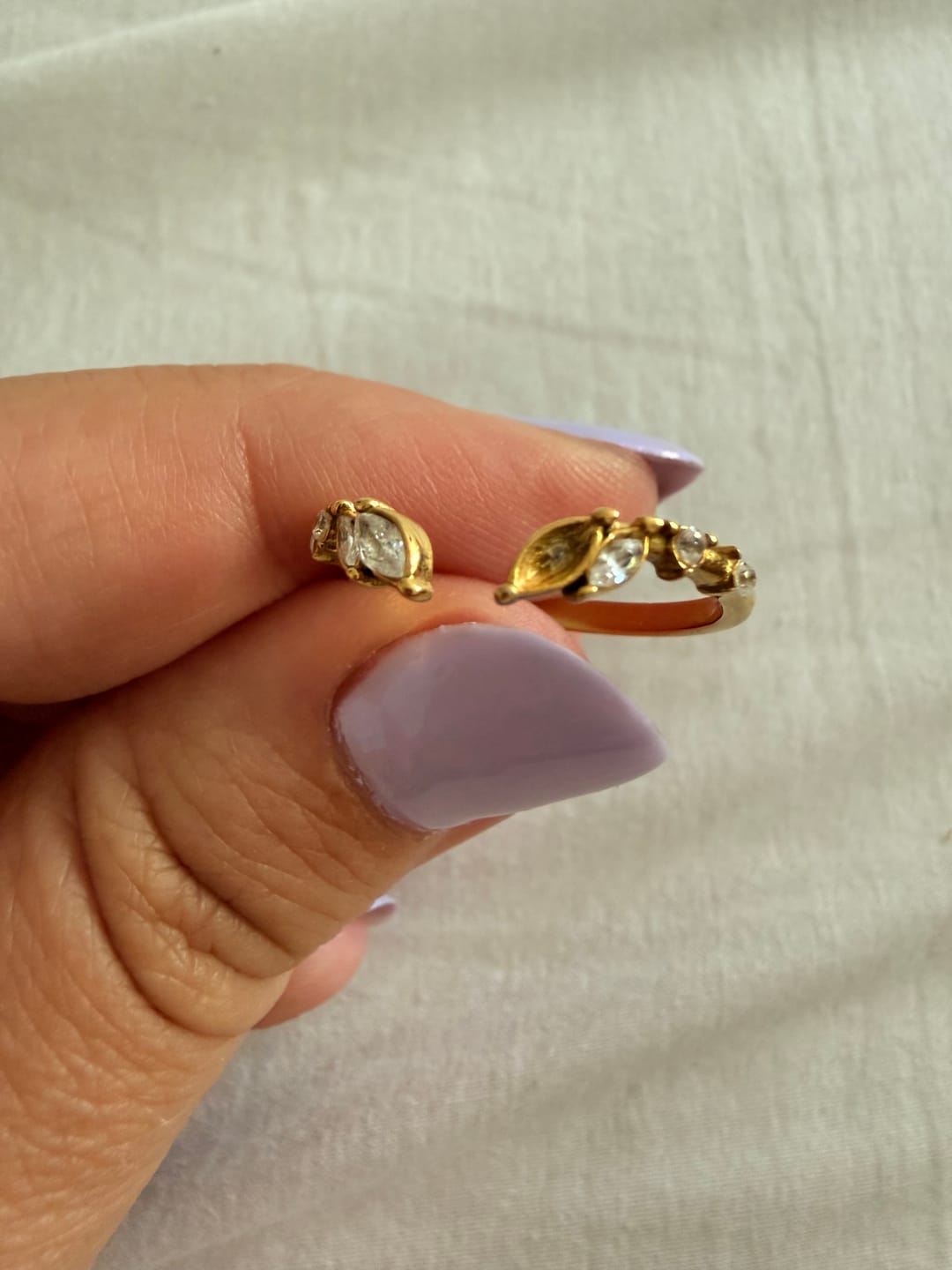Customer photo review of Lily Crystal Gold Vine Ring
